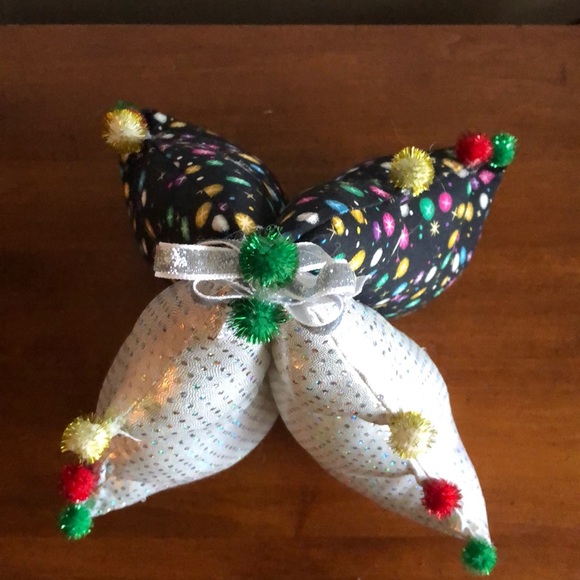 Handmade Fabric Holiday tree Silver Black 12” Tall - Picture 9 of 9